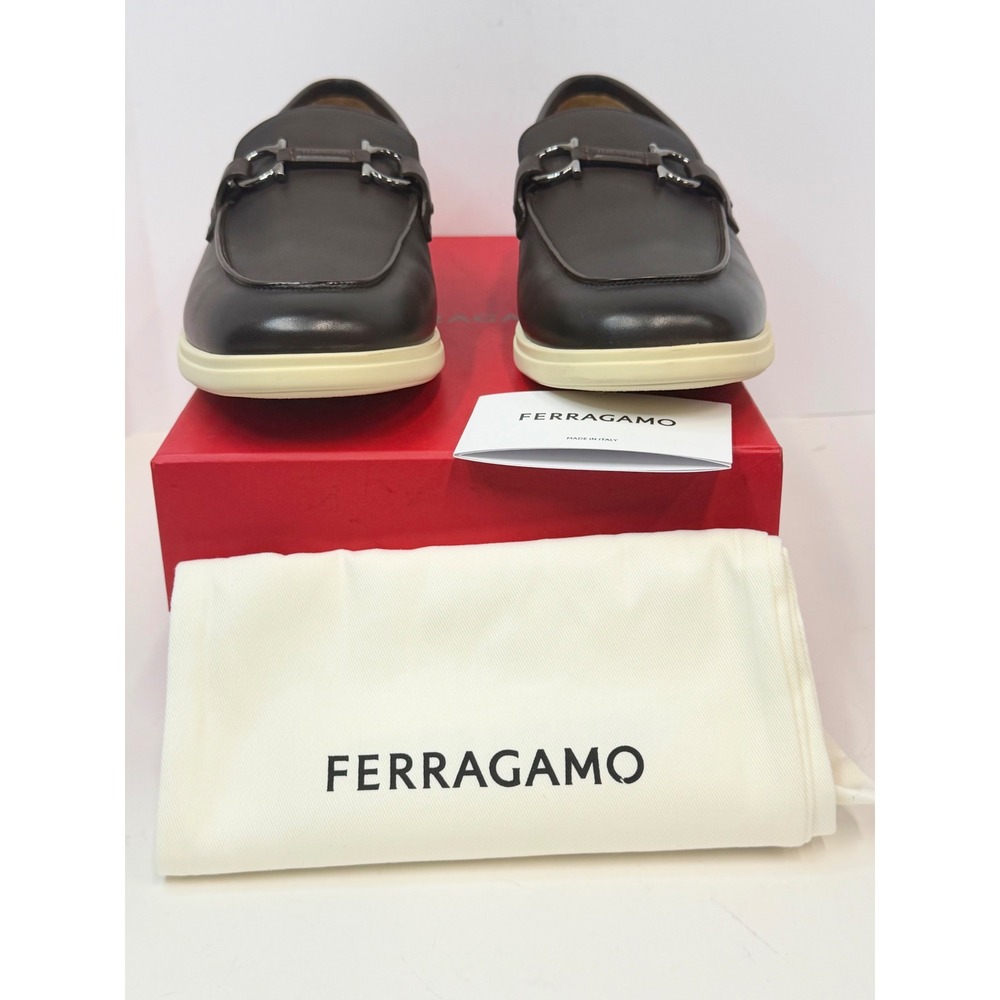 Ferragamo Casual loafer with Gancini ornament Brown Size 9M